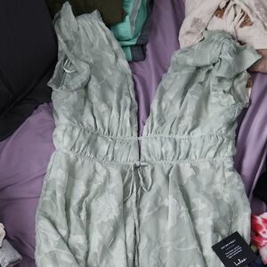 Lulu's Sage Green Floral Dress